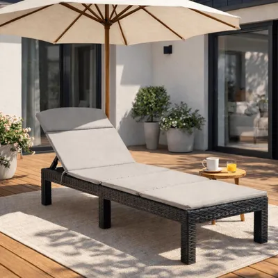 Produktbild von Gartenstuhl Liegestuhl EL-LUIZJA , Technorattan , Farbe Schwarz/Grau