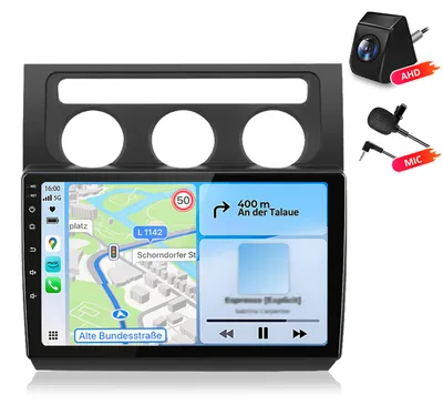 Immagine prodotto di Autoradio 10 pollici con fotocamera e microfono, 4+64GB di memoria, compatibile con VW Touran 1T1, 1T2, 1T3 (2003-2010), con CarPlay, Android Auto, WiFi, GPS, navigatore, RDS, DSP, DAB+ e Bluetooth