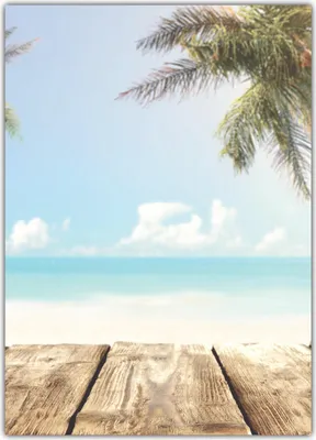 Produktbild von Strand Motiv Briefpapier (MPA-5196, DIN A4, 25 Blatt) Motivpapier schöner Sandstrand blaues Meer, Himmel Wolken und Palmen