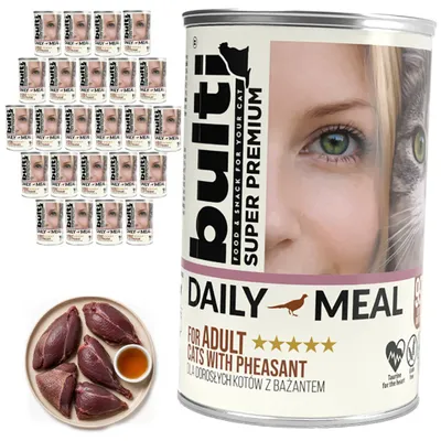 Obrázok produktu pre BULTI | Krmivo pre mačky s bažantom – súprava mokrého krmiva pre mačky, 4 konzervy po 400 g – krmivo pre mačky bez bavlny