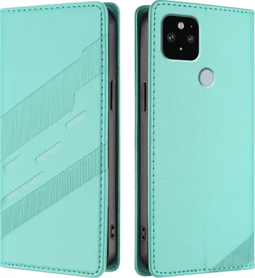 Produktbild von Hülle für Google Pixel 5 XL / Pixel 4A 5G, Kunstleder Brieftaschen Handyhülle mit Kartenfach und Standfunktion Türkis