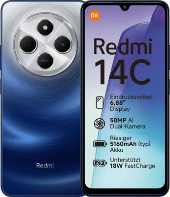 Xiaomi Redmi 14C Smartphone 8GB RAM + 256GB ROM - Schermo 6,88'' 120Hz, Fotocamera 50MP, Batteria 5160mAh - Blu (NFC No, Con Caricabatterie)