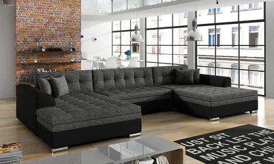 Produktbild von nabbi Ecksofa U mit Zerlegung Ventil UL/P - schwarz (Berlin 02)/ schwarz (Soft 11)