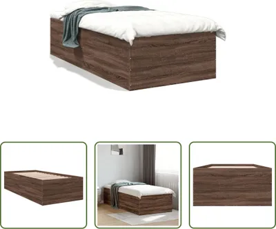 Produktbild von The Living Store Bettgestell Braun Eichen-Optik 100x200 cm Holzwerkstoff