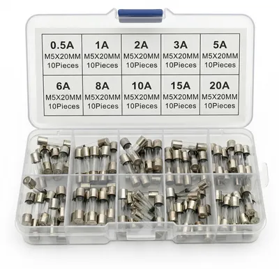 100 Stück Glassicherungen 5x20 mm, sortiert 0,5-20 A, 250 V
