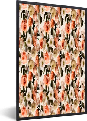 Produktbild von MuchoWow® MuchoWow® Gerahmtes Poster Blumen - Rosen - Farben 40x60 cm - Poster mit zchwarzem Bilderrahmen - Papierdruck - Wandbilder
