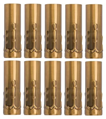 Zdjęcie produktu dla 10 szt. metalowych rurek E14 do oprawek świecowych – akcesoria do oświetlenia podstawowego, 25 x 80 mm, złoto-brązowe