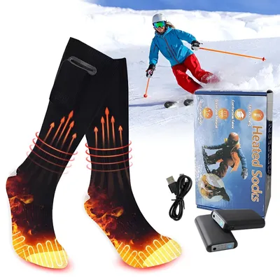 Produktbild von GOLDSTERN-TECH Skisocken (Elektrisch beheizte Socken in Universalgröße, 1-Paar, 4000 mAh Akku je Socke) 3 Heizstufen, gezielte Fußsohlen-Wärme, Unisex