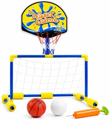 Produktbild von 2 in 1 Wasserballspiel für Kinder & Erwachsene – Basketballkorb & Wasserballtor inkl. Bälle – Wasserspiel für Pool & Garten