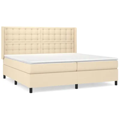 Produktbild von vidaXL Boxspringbett mit Matratze Creme 200x200 cm Stoff