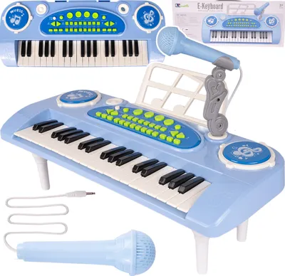 Produktbild von Malplay Elektronische Orgel 37 Tasten Klavier Blau Mikrofon Kinder USB MP3 Geschenk ab 3 Jahren