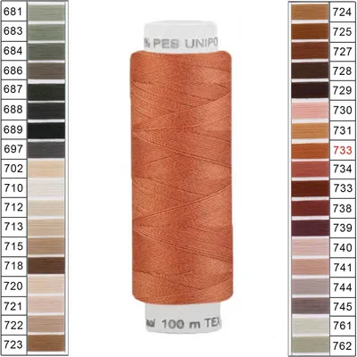 Produktbild von Nähgarn 100m Unipoly 120 Tex14x2 Polyester Nähfaden Nähmaschinengarn Farben 5v6 , Farbe:733