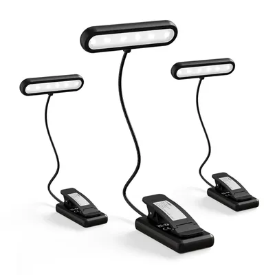 Produktbild von LQWELL Nachttisch-Leselampe, wiederaufladbare USB-Leselampe, 3 Farbtemperaturen, 10 Helligkeitsstufen, stufenlos dimmbar, 360° flexibles  (Schwarz, 3