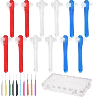 Produktbild von Doppelseitige Zahnbürsten 12 Stück - Prothesen Reinigungsbürste - Zahnreinigung und Mundhygiene - ShopFlot