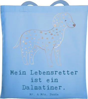 Produktbild von Mr. & Mrs. Panda Tote Bag Dalmatiner Lebensretter - Sky Blue - Geschenk, Dalmatinac, Laptoptasche, Einkaufstasche, Tasche, Uni, Beutel