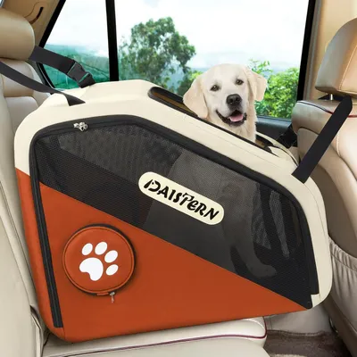 Produktbild von Faltbare Hundetransportbox für Reisen & Auto, Softbox für kleine & mittelgroße Hunde, Robust, Sicher, Komfortzugang, Braun