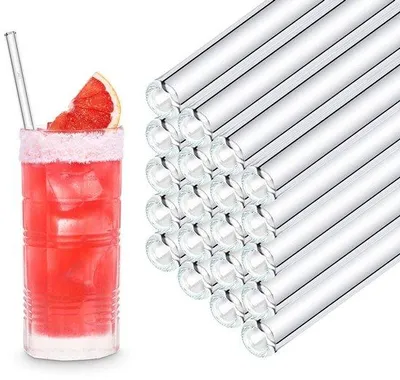 Productafbeelding van Herbruikbare Glazen Drinkrietjes - 50 Stuks - 23 cm voor Bars en Restaurants