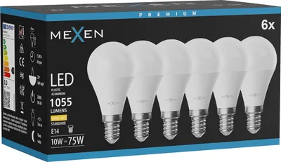 Produktbild von Mexen Nova 6x LED-Glühlampe E14, G45, 10W, Warm - 3000K, 1055 lm - L101-E14-1030-01x06