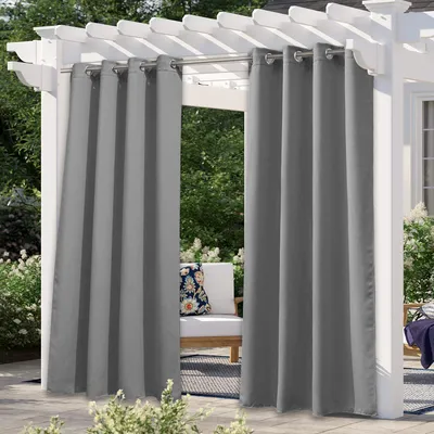 Obrázek produktu pro sada 2 venkovních závěsů Blackout Curtain Opaque, Garden Patio Balcony Waterproof Sunshade & Privacy Screen Outdoor Curtain, (132*183 cm, Grey)