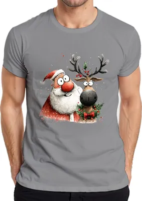 Produktbild von Weihnachtsmann Rentier Rudolph lustig Weihnachten Geschenk Herren T-Shirt, Grau, XXL