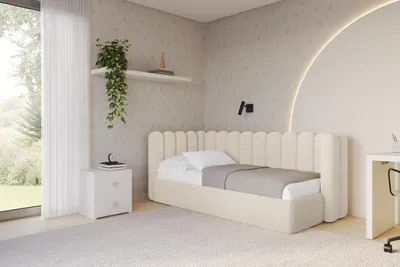 Produktbild von ALTDECOR Jugendbett mit Bettkasten HUGY - 90x200 - Beige - Poso 105 - Bett mit Matratze - Rechts angeordnet - Einzelbett mit Stauraum - Polsterbett Kinderbett