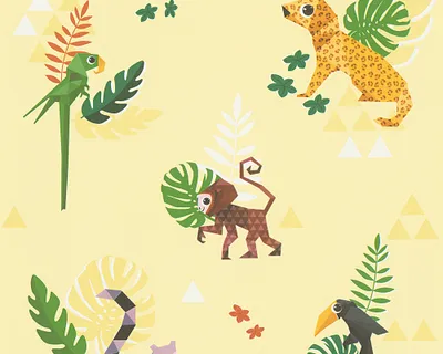 Produktbild von Esprit Home Kids Papiertapete Jungle Party bunt gelb 10,05 m x 0,53 m 303031