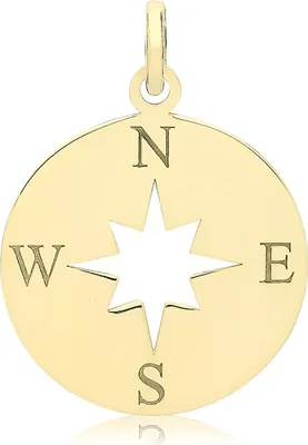 Produktbild von Modischer 9 Karat (375) Gold Kompass Damen - Anhänger - 21mm*16mm; TRS34606