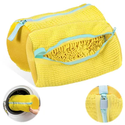 Produktbild von Schuhwaschbeutel 2 Stück Gelb Polyester-Nylon Wiederverwendbar 39 x 19 cm