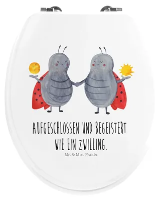 Produktbild von Mr. & Mrs. Panda Klo-Deckel Sternzeichen Zwilling - Weiß - Geschenk, Glückskäfer, WC-Sitz, Klodeckel, Zwillinge, Zwillingsschwester, WC Brille, Toilettendeckel