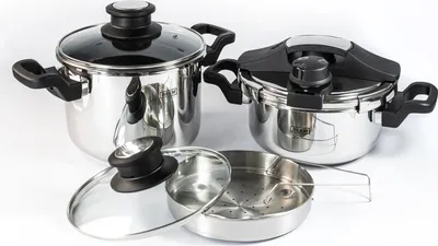 Produktbild von BEEM Vitatherm Schnellkochtopf Set 4L & 6L – Edelstahl & Antihaft - für alle Herdarten