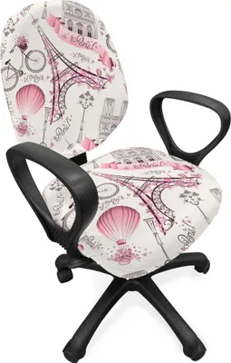Produktbild von ABAKUHAUS Eiffel Bürostuhl Schonbezug, Blumenreise, dekorative Schutzhülle aus Stretchgewebe, Rose Schwarz Weiß