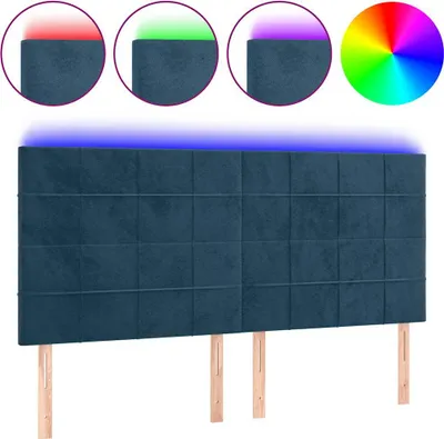 Produktbild von vidaXL LED Kopfteil Dunkelblau 160x5x118/128 cm Samt