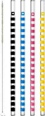 Produktbild von Leonardo Brera Glastrinkhalme, bunte Glastrinkhalme, 4er Set inklusive Reinigungsbürste, spülmaschinengeeignet, 026675
