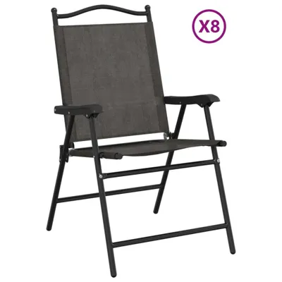 Image de Chaises de jardin pliables lot de 8 en acier et textilène