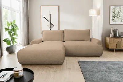 Produktbild von VENASI MOON Ecksofa Links mit Schlaffunktion und Bettkasten Eckcouch Sofa L Form Schlafsofa BRAUN