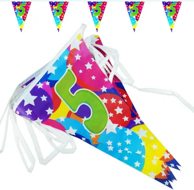Produktbild von Goodymax® 5. Geburtstag Wimpelkette "Bubbles" 6,8 m lang