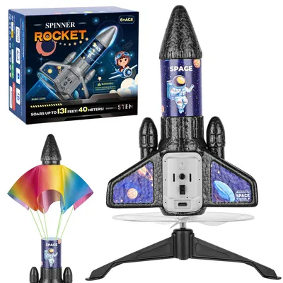 Produktbild von Raketenwerfer Kinder mit Fallschirm, für Kinder 7–10 Jahre (schwarz)
