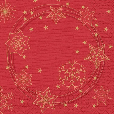 Zdjęcie produktu dla Serwetki higieniczne Duni 3-warstwowe Star Shine Red 33 x 33 cm 250 szt