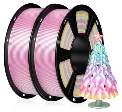 Image de Filament PLA - Filament pour imprimante 3D - 1,75 mm - 2 kg - 343 mètres - Surface lisse et brillante comme de la soie - Pour imprimantes FDM - Effet arc-en-ciel