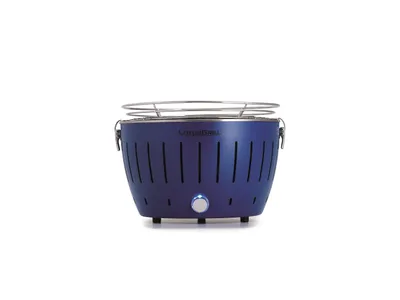 Image de LotusGrill S Small G280 bleu profond Barbecue de table au charbon de bois à faible émission de fumée avec port USB