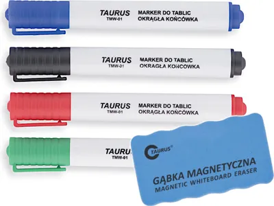 Image de Marqueur effaçable à sec /Kit. 4/ + éponge Taurus TKMW-1