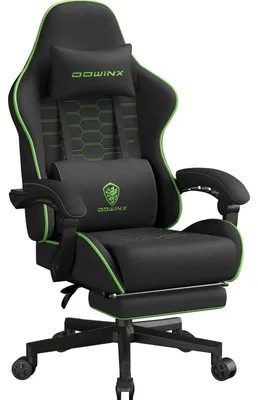 Produktbild von Gaming-Stuhl Stoff, Taschenfederkissen, Massage, Kopfstütze, Fußstütze, ergonomisch J