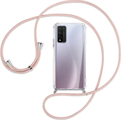 Produktbild von Handykette Backcover-Schutzhülle mit Band (Metall silberfarben) für Honor 10X Lite - roségold