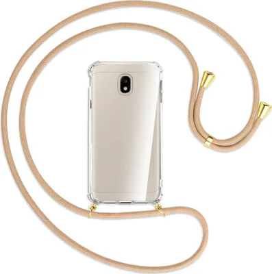 Produktbild von Handykette Backcover-Schutzhülle mit Band (Metall goldfarben) für Samsung Galaxy J3 2017 - beige