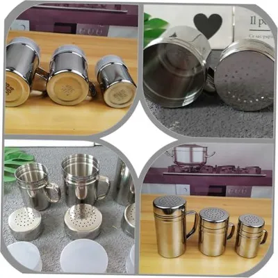 Produktbild von Set mit 2 Gewürzgläsern als Salz- und Pfefferstreuer aus Edelstahl 304 mit Griff für Küche, Grill und Camping