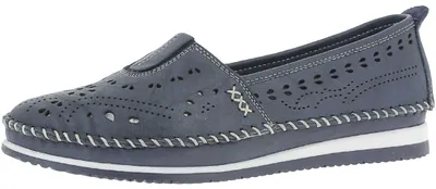 Produktbild von Andrea Conti Damen Slipper aus wrinkled Leder mit Lochmuster 1889603, Größe:42 EU, Farbe:Blau