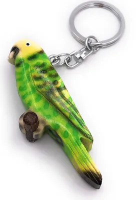 Produktbild von Onwomania Schlüsselanhänger aus Holz Papagei Wellensittich giftgrün Sittich Vogel Zuchtvogel Kanarienvogel Anhänger Charm