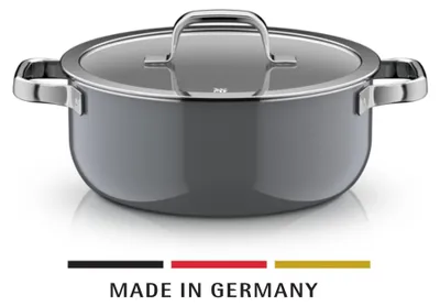 Zdjęcie produktu dla WMF Fusiontec Mineral Pro, garnek do pieczenia z pokrywką, 24 cm, kolor srebrny (Platinum), model 122545