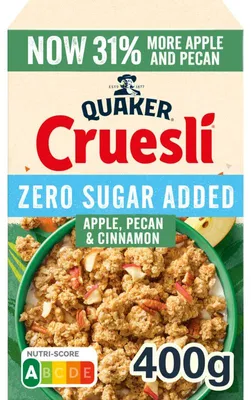 Obrázok produktu pre Quaker Zero Sugar Jablkový pekanový orech a škoricové ovsené vločky 400 g, bez cukru