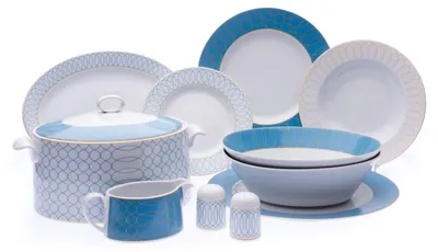 Obrázok produktu pre Victoria, jedálenský set, 25 kusov, Azuro, porcelán Leander